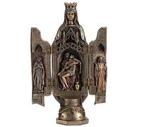 Veronese Design 8 1/8 Inch Lady of Grace with Polyptych Sculpture of Pieta Resin Statue Cold Cast Bronze Finish