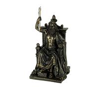 Veronese Design 8.1 Inch Zeus Holding Thunderbolt On Throne Greek Roman God Antique Bronze Finish Olympia Statue