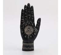 Veronese Design 9 1/2 Inch Ancient Mystic Palmistry Hamsa Hand Palm Reading Black Resin Sculpture