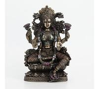 Veronese Design 9 1/2 Inch Tall Lakshmi Hindu Goddess Sitting On Lotus Cold Cast Bronzed Resin Statue Religious Figurine Spiritual Collectible