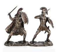 Veronese Design 9 1/4" Tall Achilles Hector Sword and Shield Battle of Troy Greek Mythology Statue Cold Cast Resin Statue Antique Bronze Finish Sculpture