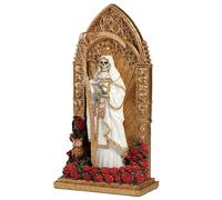 Veronese Design 9 3/8 Inch Regal Santa Muerte Dia De Los Muertos Golden Arch Hand Painted Resin Sculpture White Reaper Statue
