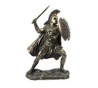 Veronese Design Achilles Trojan War Hero Holding Spear and Shield Tabletop Statue Achilleus