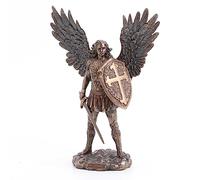 Veronese Design Bronze Finish Archangel St. Michael In Armor Holding Shield and Sword Statue