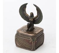 Veronese Design Bronze Finish Egyptian Winged Goddess Isis Trinket Box Hand Painted Accents