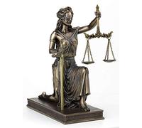 Veronese Design Bronze Finish Lady Justice Kneeling Holding Balance Scales and Sword Statue