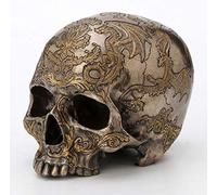 Veronese Design Bronze Finish Thistle Flying Dragon Coat of Arms On Skull Statue
