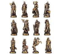 Veronese Design Bronze Finished 12 Piece Norse Gods and Goddesses Miniature Statue Set