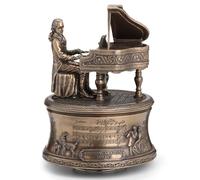 Veronese Design Bronzed Mozart Playing Piano Spinning Music Box