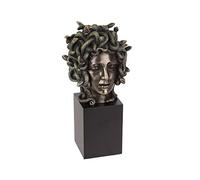 Veronese Design Cast Bronze Resin Medusa Head Figure on Plinth Bust Sculpture Painted Accent Art