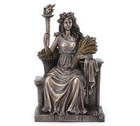 Veronese Design Demeter Goddess of the Harvest Sitting On Bench Holding Wheat and Torch Statue