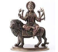 VERONESE Design Durga Supreme Hindu Goddess Riding On Lion Statue