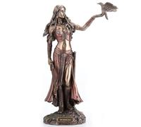 Veronese Design Morrigan Celtic Goddess of Battle Holding Crow and Sword Bronze Finish Statue