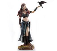 Veronese Design Morrigan Celtic Goddess of Battle w/Crow & Sword Hand Painted Statue