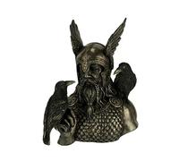 Veronese Design Norse God Odin in Winged Helm with Ravens Statue