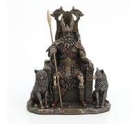 Veronese Design Norse God Odin on Throne with Wolves Bronze Finished Statue