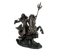 Veronese Design Poseidon Greek God of the Sea Holding Trident On Hippocampus Bronzed Statue