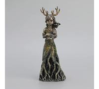 Veronese Design Sacred Grove Lullaby Antler Tree Goddess Holding Hare Cold Cast Bronzed Resin Statue Nature Spirit Figurine Collectible, Bronze, Length 3 1/2 * Width 2 3/4 * Height 9 1/2 (Inch)