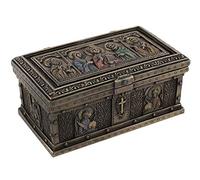 Veronese Design Traditional Catholic Religious Trinket Box, 5" L x 3" W x 2" H, Brown, Lidded, 25 Cubic Inches