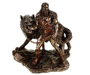 Veronese Germanic God Tyr Catches Fenris Wolf Bronzed Odin Figurine