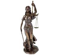 Veronese Justitia Figure 34 cm - Bronzed Goddess of Justice Sculpture - Polyresin Statue with Real Bronze Coating - Decoration for Office and Home