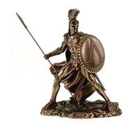 Veronese Leonidas Spartan Commander with Shield and Spear Figurine 7.5-Inch Bronze