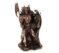 Veronese Loki figure, bronzed, 28 cm - Norse god sculpture by Veronese - Polyresin statue with dragon & axe - Viking gods decoration & collector's figure Norse mythology