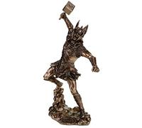 VERONESE Nordic Thunder God Thor in Armor God Figurine Bronzed Odin Sculpture
