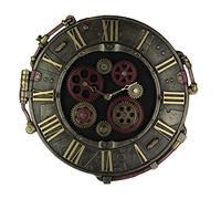 Veronese Steampunk Bronze Finish Rivet Plate Wall Clock With Moving Gears