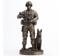 VERONESE Us Army Soldier And Dog Statue Honor, Courage, Commitment Figurine
