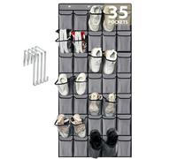 VERONLY 35 Large Pockets Over the Door Shoe Organizer, Extra Sturdy Oxford Fabric Hanging Shoe Rack for Door Closet, Wall Mesh Shoe Storage Holder for Mens Women Shoes (Grey)