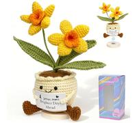 VERONLY Emotional Support Crochet Dolls, Magnetic Daffodil with Base & Positive Card, Stress Relief Gift for Women, for Friends, Unique Office Desk Decor