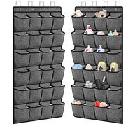 VERONLY Hanging Shoe Rack Storage Over Door Organiser - Hanger Storage Holder Bag Wall Mounted with 24 Large Pockets & 4 Wide Hooks for Closet, Slippers, Men Sneakers, Kids Sports Shoes 2PC