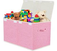 VERONLY Large Toy Box for Boys Girls, Foldable Storage Chest with Lid Fabric Storage Baskets Container Bins for Clothes, Bedroom, Nursery, Playroom 23.7"x12.2"x15.2" (Pink)