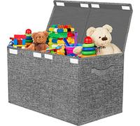 VERONLY Large Toy Box for Boys Girls, Foldable Storage Chest with Lid Fabric Storage Baskets Container Bins for Clothes, Bedroom, Blanket, Nursery, Books, Playroom, Kindergarten (Dark Grey)