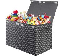 VERONLY Toy Storage Boxes for Boys Large Kids Chest, Foldable Fabric Storage Box Basket Organzier with lid and 2 handles for Toys,Books,Blankets,Clothes (Grey)