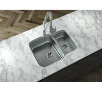 Verossi | Polished | 1.5 Bowl Stainless Steel Undermount Kitchen Sink | Supplied with Chrome Basket Strainer Wastes