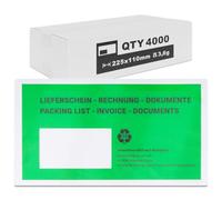 verpacking Delivery Note Pockets 225 x 110 mm DIN Long [Choice of Colour and Quantity] Self-Adhesive Document Bag Accompaniment Paper Bag for Invoices and Documents, Green, DIN-Lang, Classic