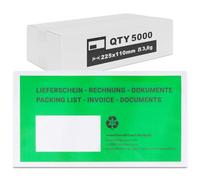 verpacking Delivery Note Pockets 225 x 110 mm DIN Long [Choice of Colour and Quantity] Self-Adhesive Document Bag Accompaniment Paper Bag for Invoices and Documents, Green, DIN-Lang, Classic