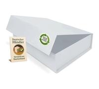 Verpackungswelt Gift Box with Lid, 31 x 22 x 7 cm, Magnetic Closure, Wedding, Birth, Christmas, Gift Packaging in White