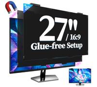 Verponity 2 Pack 27 Inch Magnetic Privacy Screen Filter for Computer Monitor 16:9, Tool-Free Removable Hanging Screen Shield, Anti Blue Light & Anti-Glare Eye Protection for Frameless Screens