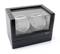Versa Double Watch Winder Elite Automatic Watch Winder - Ultra Quiet Japanese Motor - 12 Settings - Compatible with Rolex's, Omega, Breitling, Cartier, and More, Black Leather