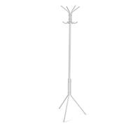 Versa Kala Minimalist Style Standing Coat Rack with 8 Hooks or Hangers for Clothes or Bags for Hallway, Dimensions (H x L x W) 174 x 42 x 48 cm, Metal, White