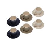 Versa Set of 6 Tea Cups with Saucer Tashi Stoneware