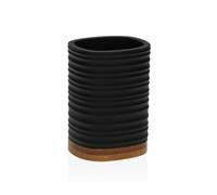 Versa Toothbrush Holder Black Resin Bamboo 7.5 x 10.6 x 6.5 cm