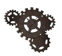 Versa Volga Silent Decorative Wall Clock for Kitchen, Living, Dining Room, Industrial Style with Gear Detail, Dimensions H 71 x W 5 x D 51 cm, Metal, Black, Oxide, Medidas (Al x L x an) 71 x 5 x 51 cm