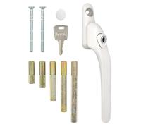 VERSA® White Inline UPVC Window Handles for uPVC Windows, Key Locking Espag Window Locks Handle for Double Glazing, UPVC Window Handle, x5 Spindles, Multi-Spindle and Universal Fitting (1, White)