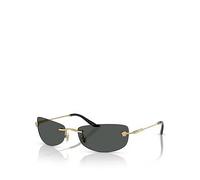 VERSACE 0Ve2279 Rectangle Sunglasses- Black/Gold, Black/Gold, Men Black/Gold