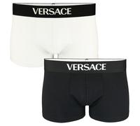 Versace 2-Pack Essential Tex Jersey Low Rise Trunks, Black/White - Large