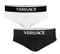 Versace 2-Pack Tex Jersey Low Rise Essential Brief, Black/White - Large